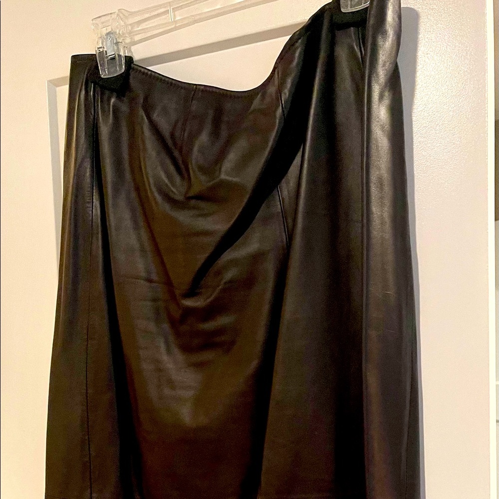 Brown leather skirt